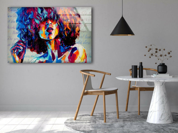 Afro Woman Glass Wall Art