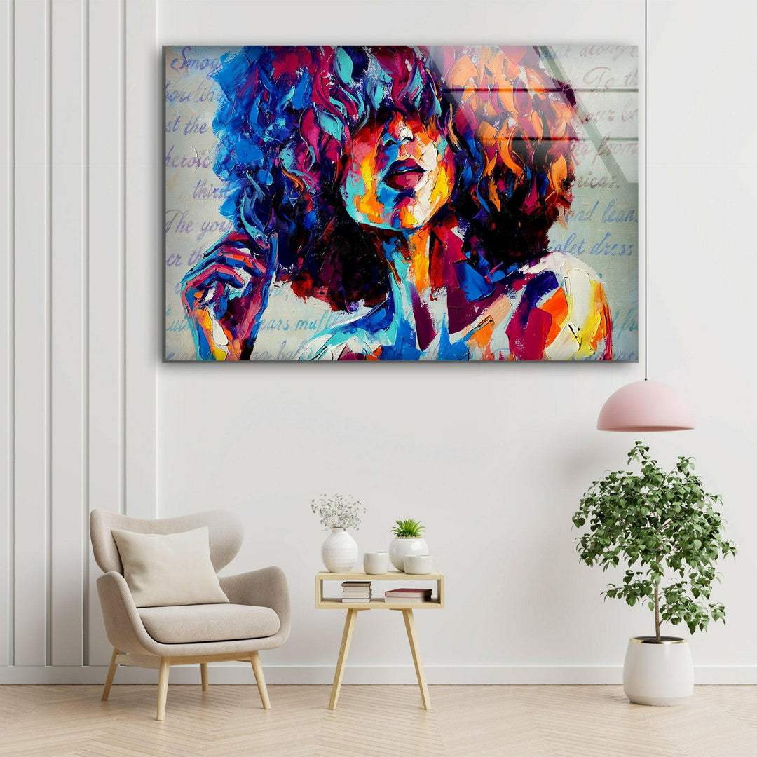 Afro Woman Glass Wall Art