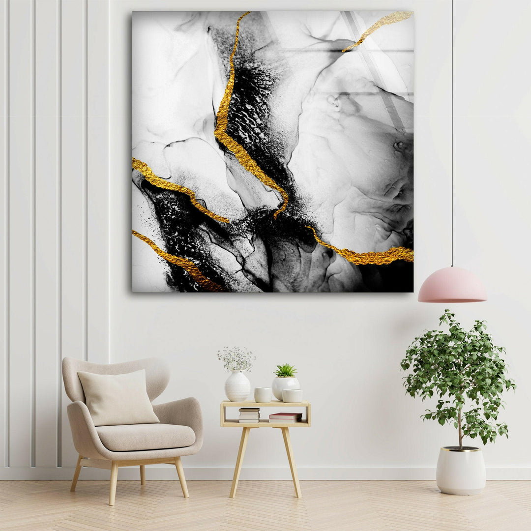 Marble Black Abstract Glass Wall Art Glass Printing Wall Art, Print photos on glass