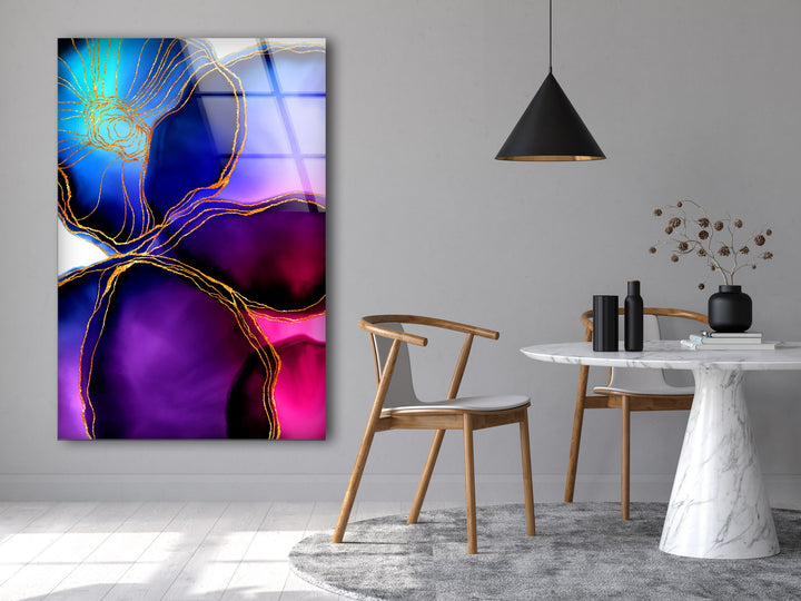 Alcohol ink Flower Glass Wall Art , photo print on glass, prints on glass wall art