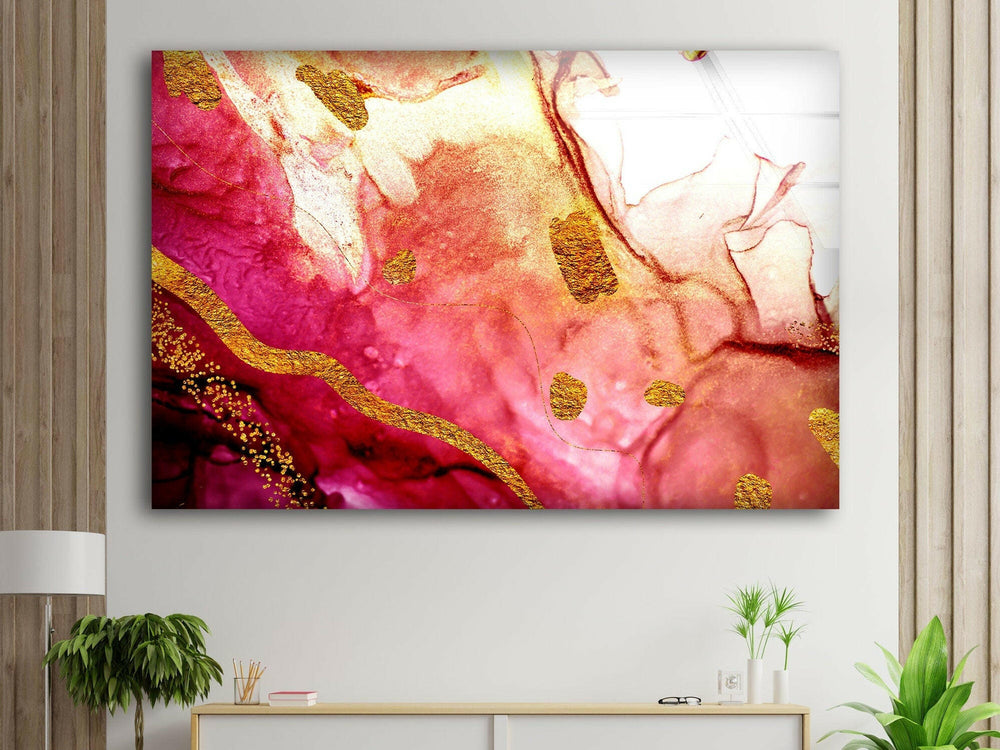 Luxury Pink Alcohol ink Glass Wall Art ,             glass wall decor, glass wall art decor