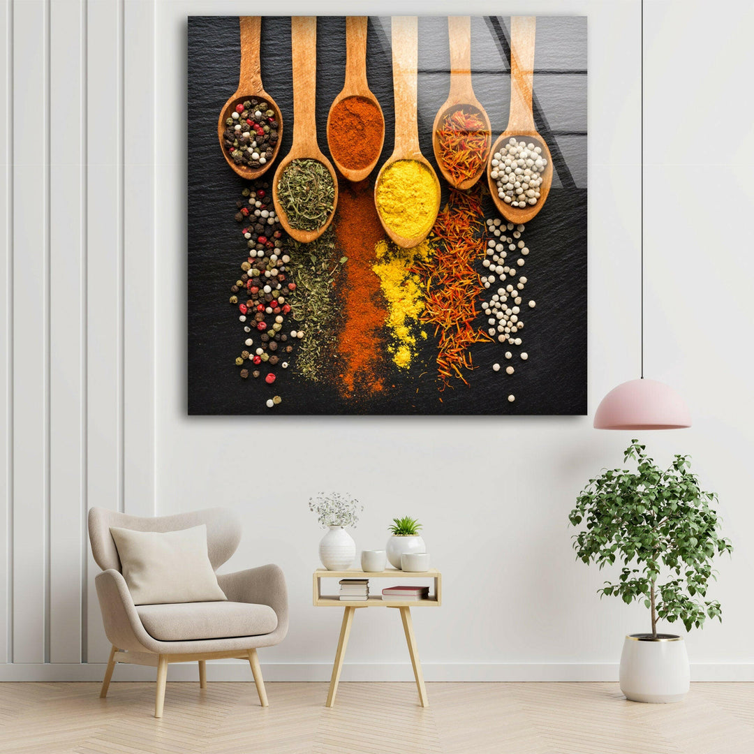 Wooden Spoons Glass Wall Art, custom glass pictures, glass art prints