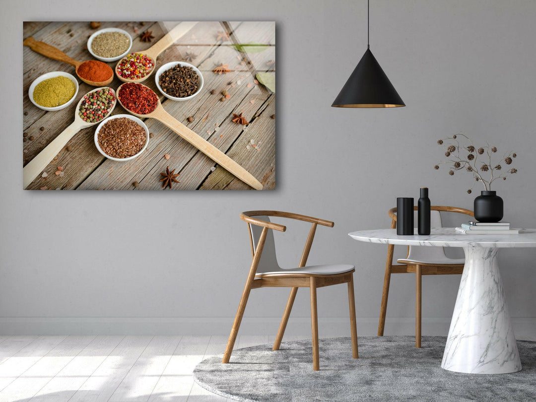 Natural Spice Mix Glass Wall Art, custom glass photo prints, large glass prints