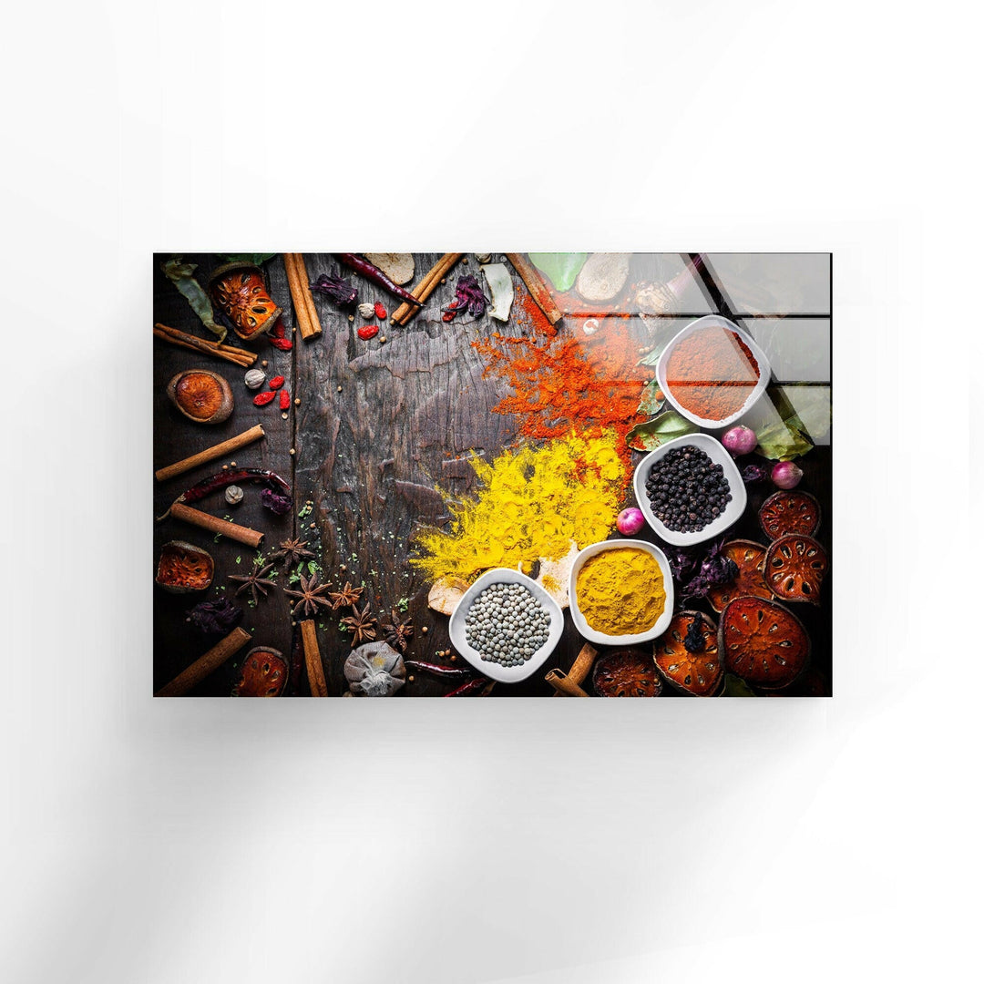 Mixed Spices Glass Wall Art, glass art painting, glass art for the Wall