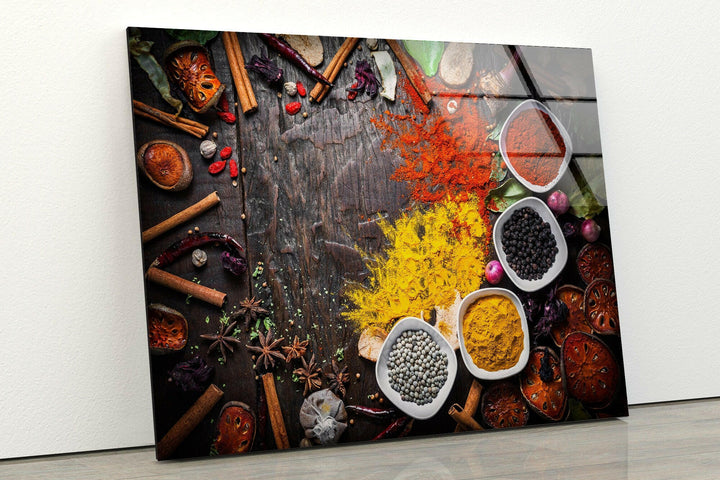 Mixed Spices Glass Wall Art, glass photo prints, glass picture prints