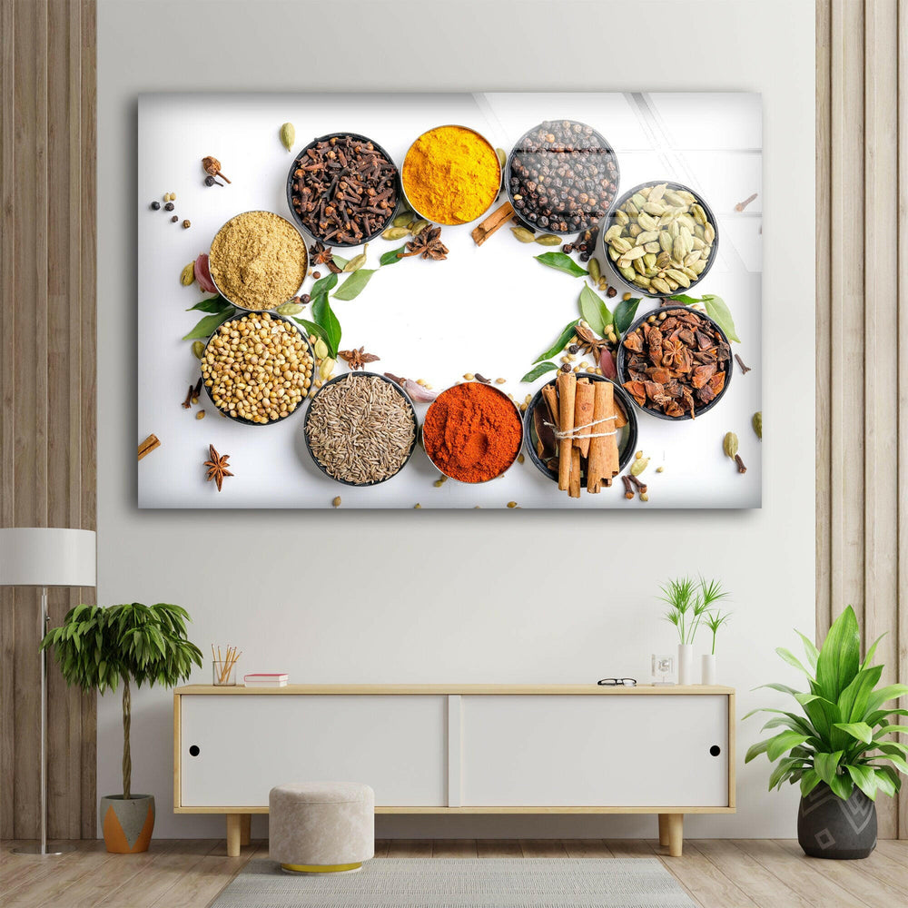 Bowls Of Spice Glass Wall Art, glass wall decor, glass wall art decor