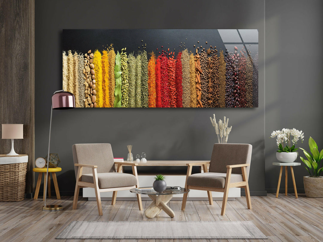 Colorful Spices & Legumes Glass Wall Art, art glass wall art, glass wall art pictures