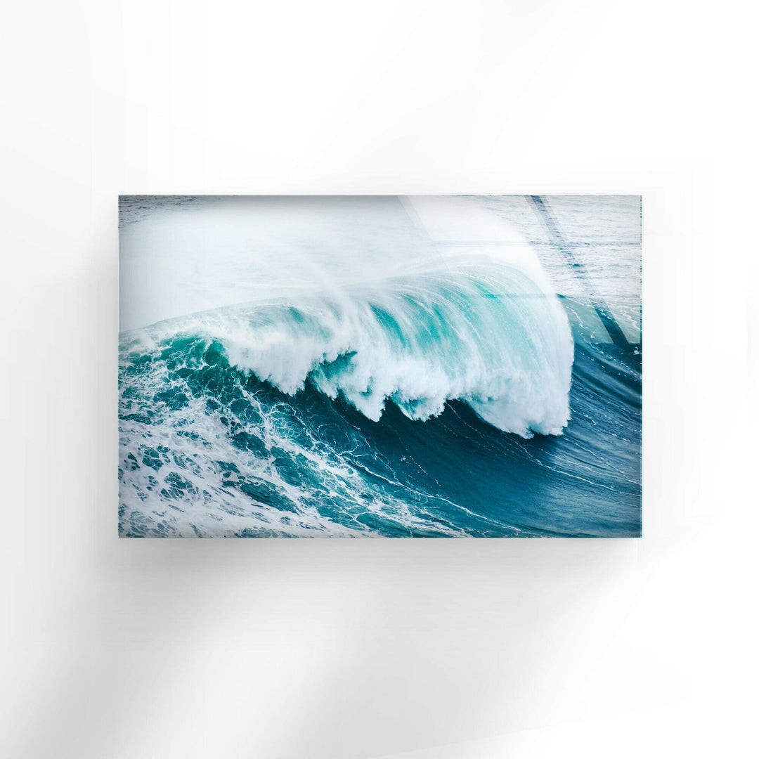 Ocean Waves Landscape Glass Wall Art custom glass pictures, glass art prints