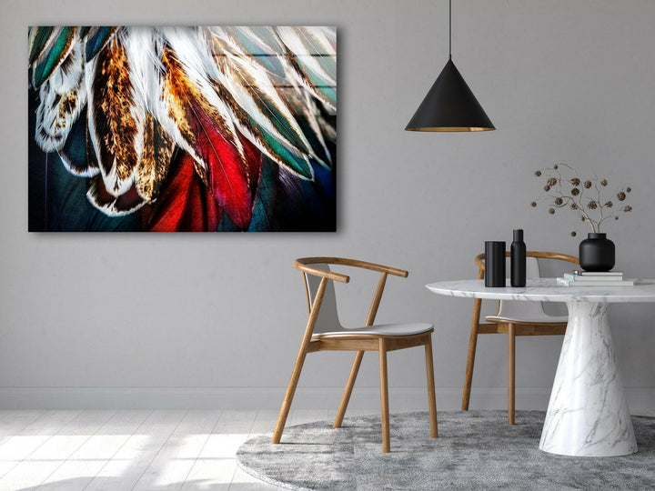 Colored Feathers Glass Wall Art large glass photo prints, glass wall photos