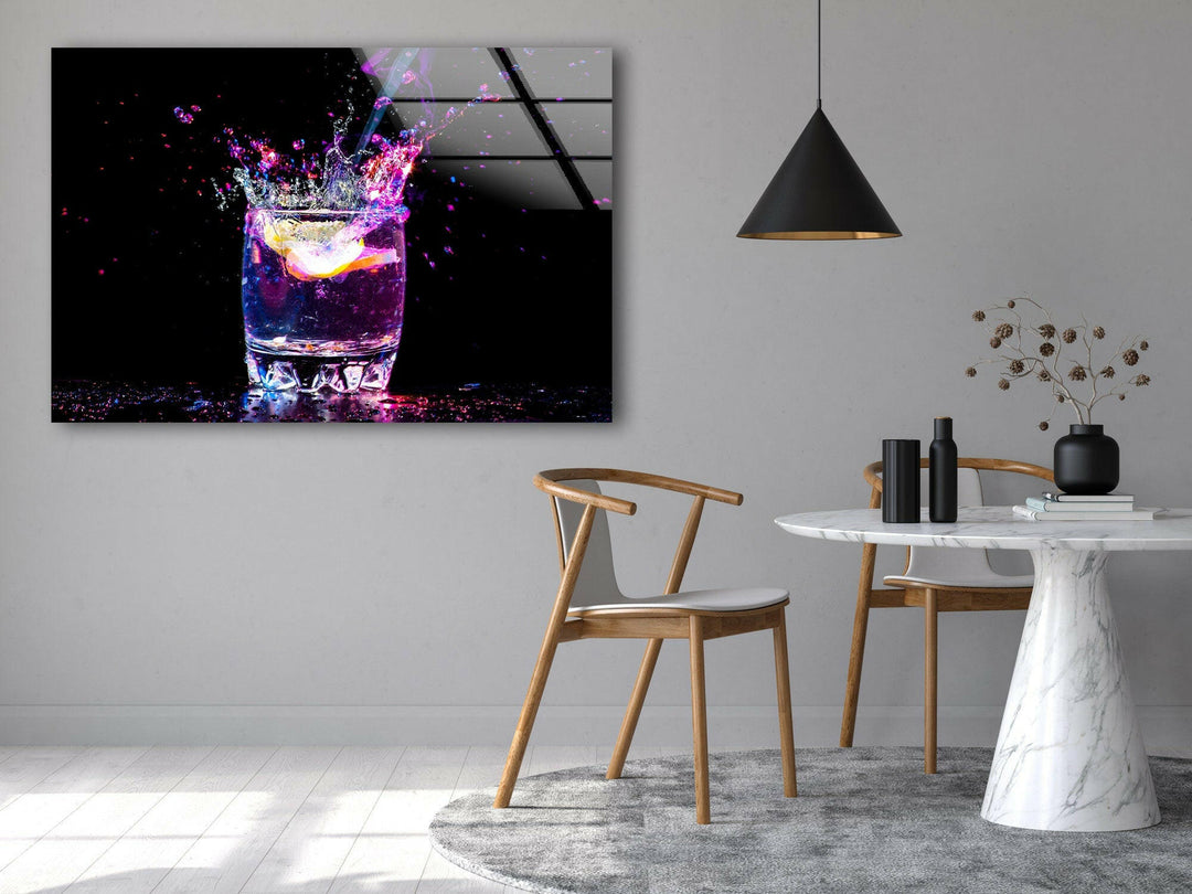 Cocktail Drink Glass Wall Art, picture on glass wall art, photos printed on glass