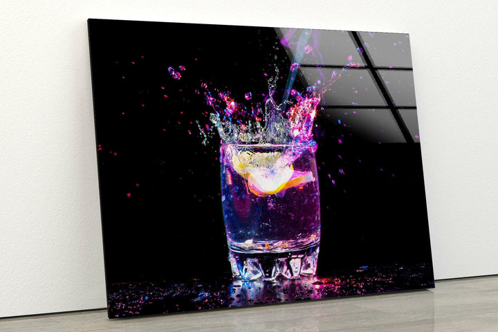 Cocktail Drink Glass Wall Art, large glass photo prints, glass wall photos