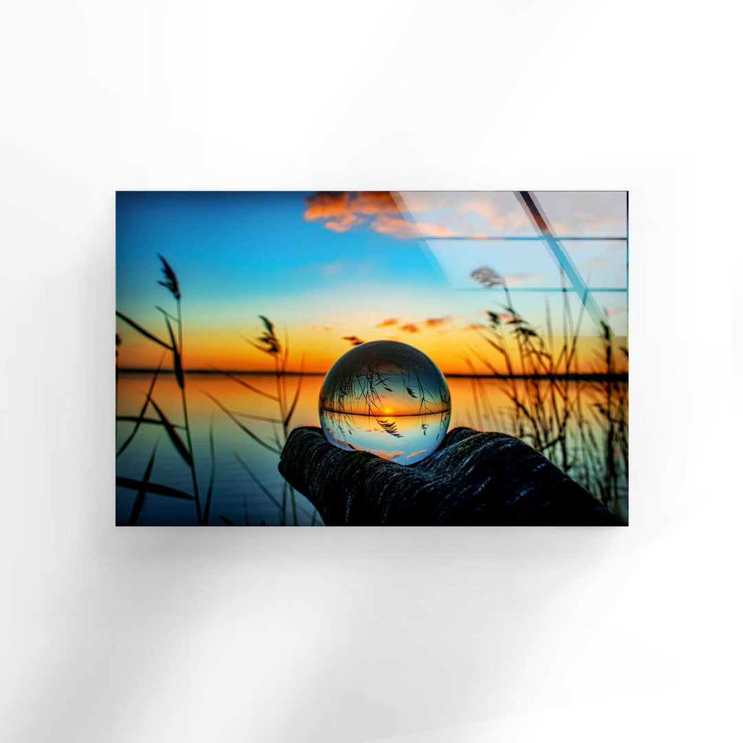 Sunset Ball Unsplash Glass Wall Art glass art painting, glass art for the Wall