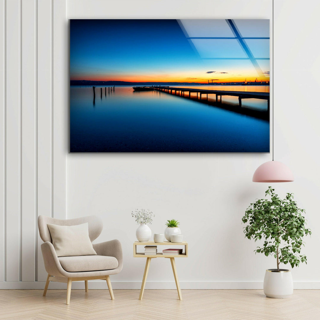 Tropic Lake Sunset Glass Wall Art picture on glass wall art, photos printed on glass