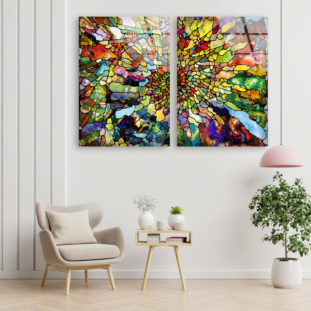 Colorful Stained, Mosaic Abstract Glass Wall Art, print on glass, glass printed photos