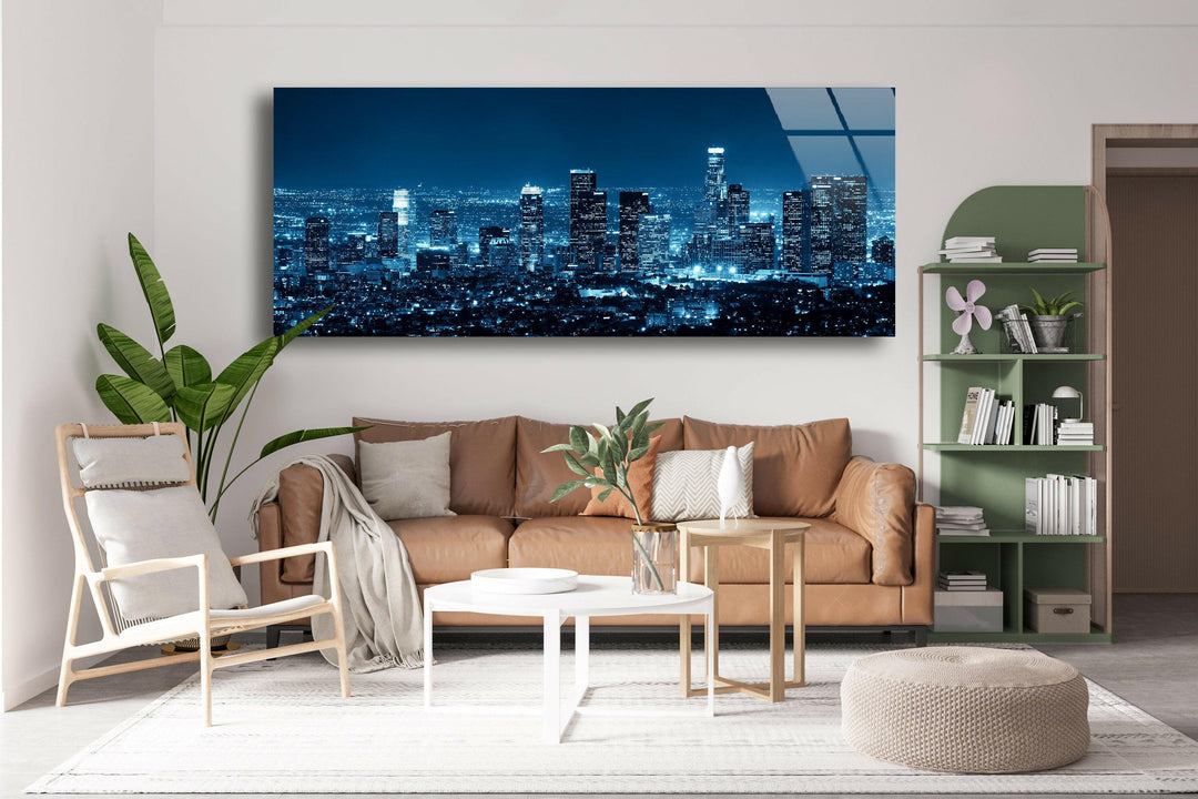 Los Angeles City Landscape Glass Wall Art, art glass wall art, glass wall art pictures