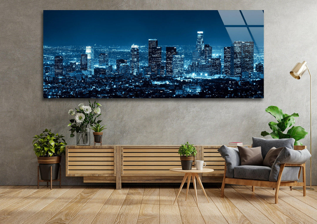 Los Angeles City Landscape Glass Wall Art, glass art painting, glass art for the Wall