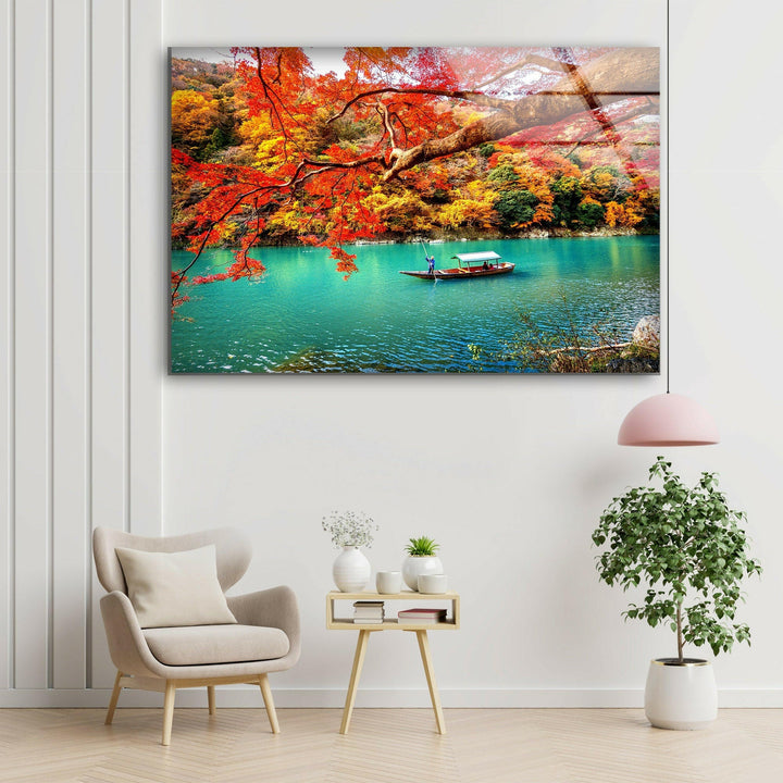 Kyoto Autumn Glass Wall Art custom glass pictures, glass art prints