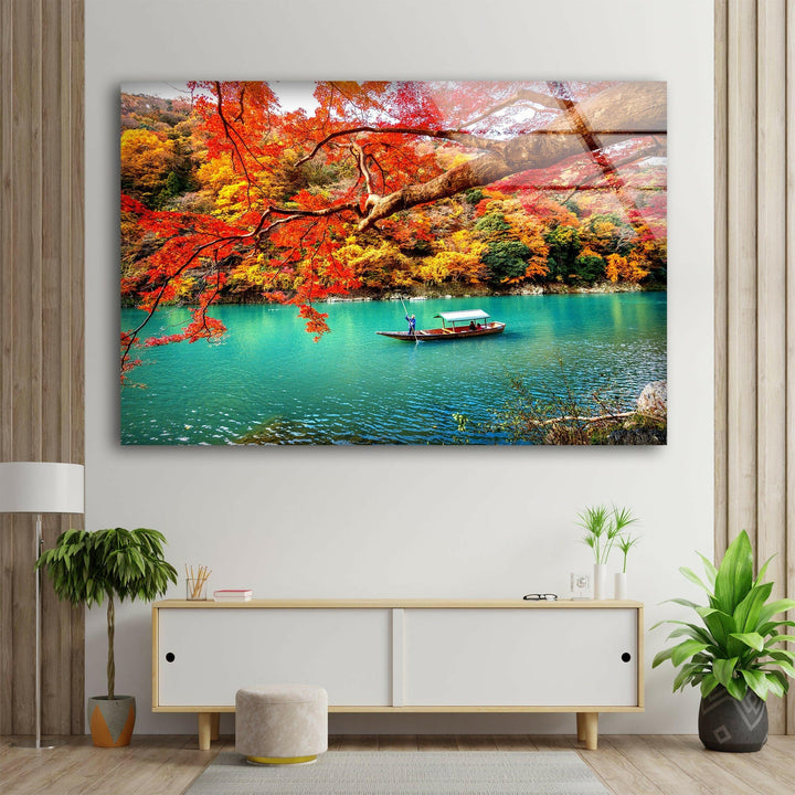 Kyoto Autumn Glass Wall Art photo print on glass, prints on glass wall art