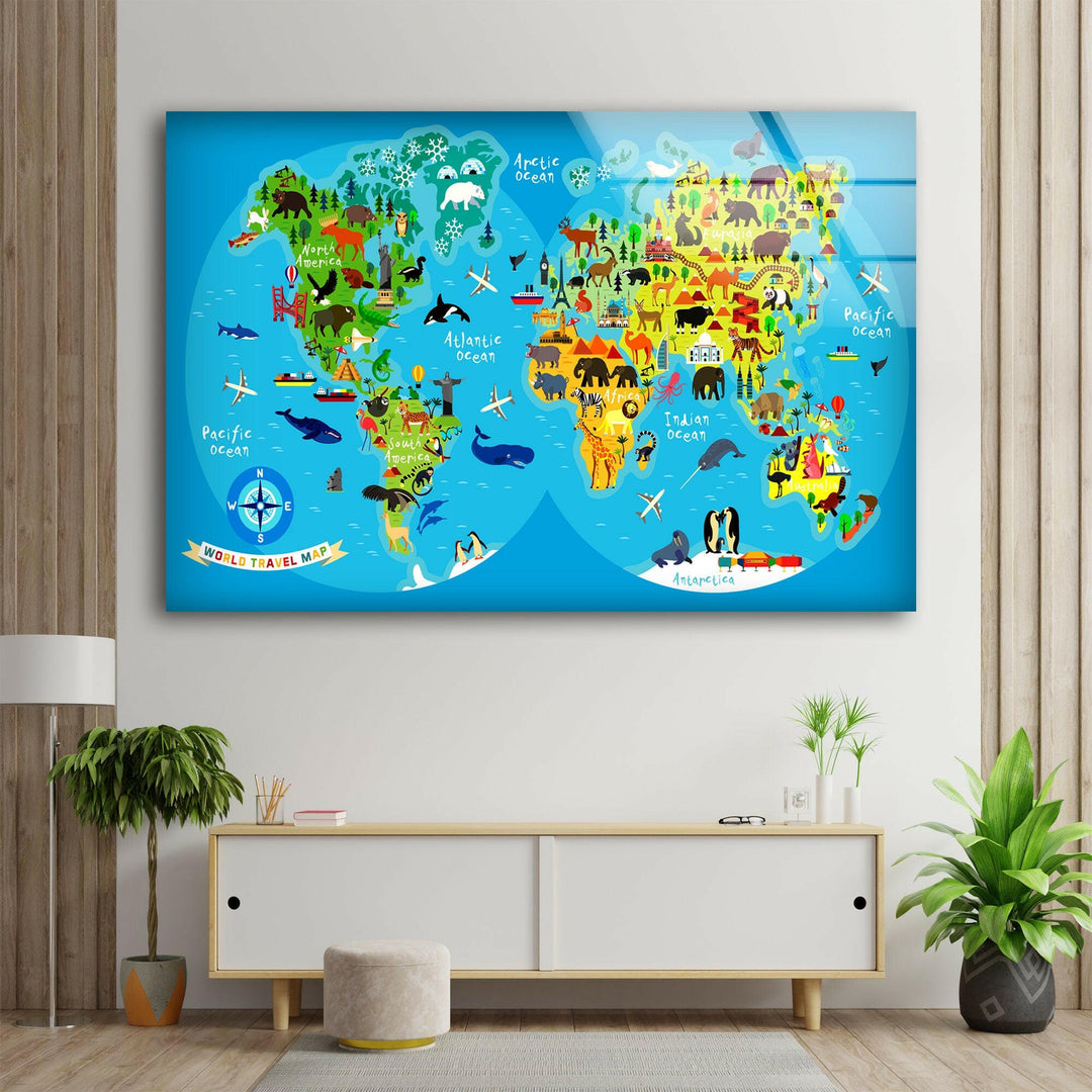 Travel Map Cool Wall Art & Glass Wall Decor