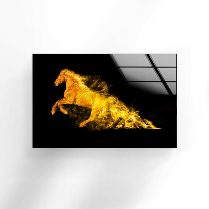 Fire Horse Glass Wall Art Glass Printing Wall Art, Print photos on glass