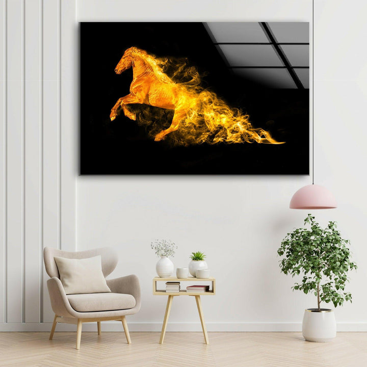 Fire Horse Glass Wall Art custom glass pictures, glass art prints