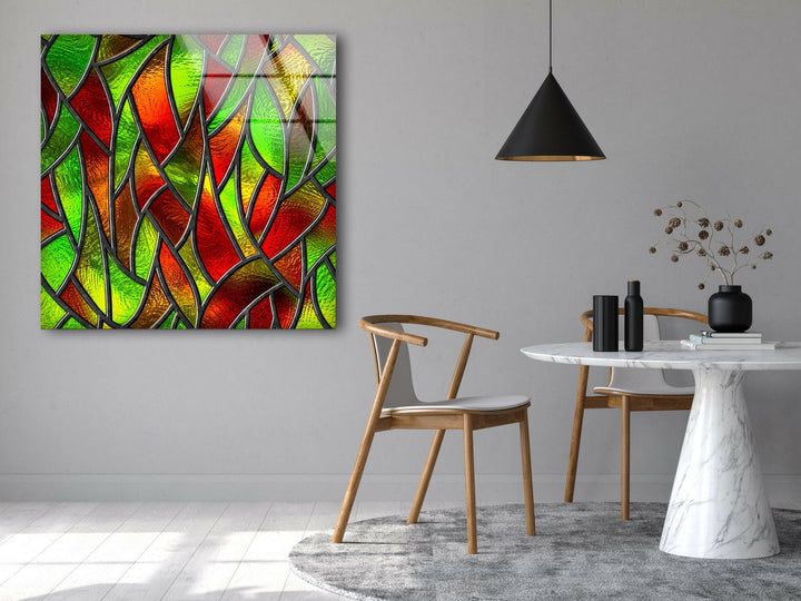 Red and Green Stained Glass Wall Art glass image printing, glass prints from photos