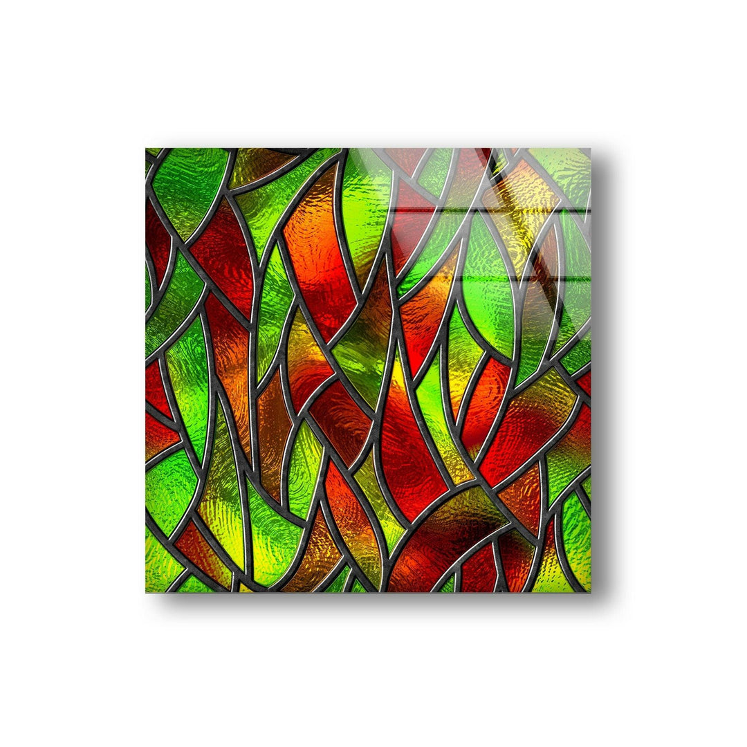 Red and Green Stained Glass Wall Art glass pictures for Wall, glass prints wall art