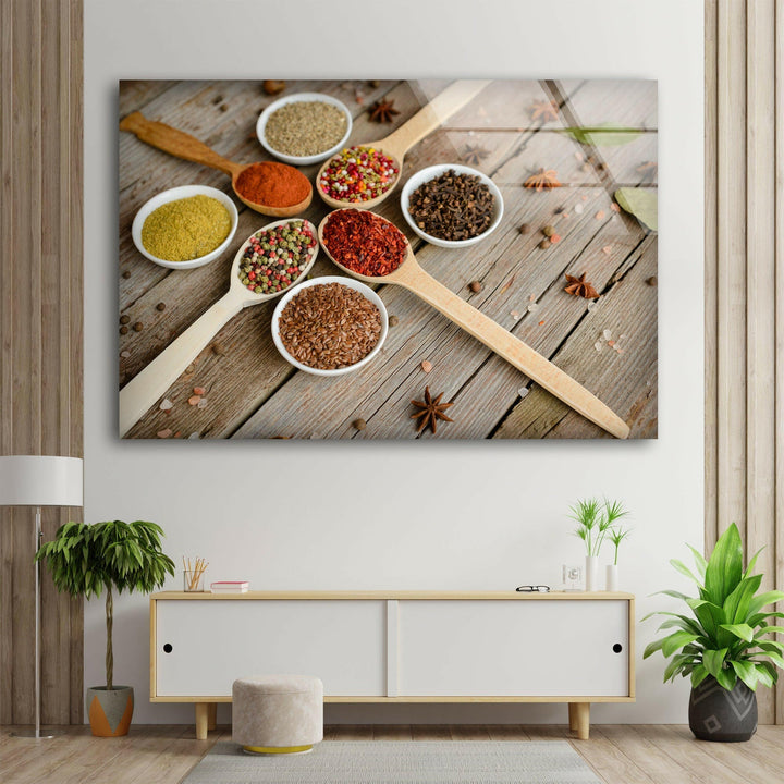 Natural Spice Mix Glass Wall Art, custom glass pictures, glass art prints