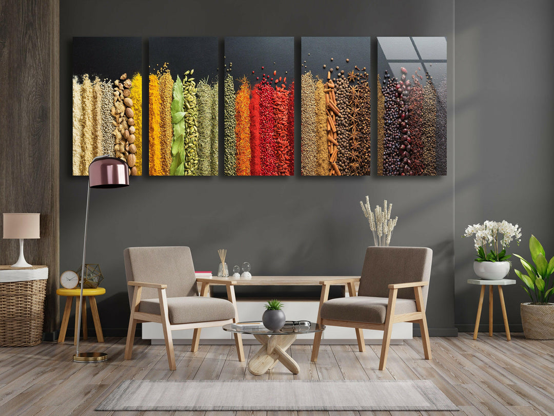 Colorful Spices & Legumes Glass Wall Art, Glass Printing Wall Art, Print photos on glass