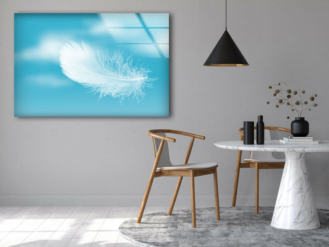 White Feather Glass Art Painting & Cool Wall Art