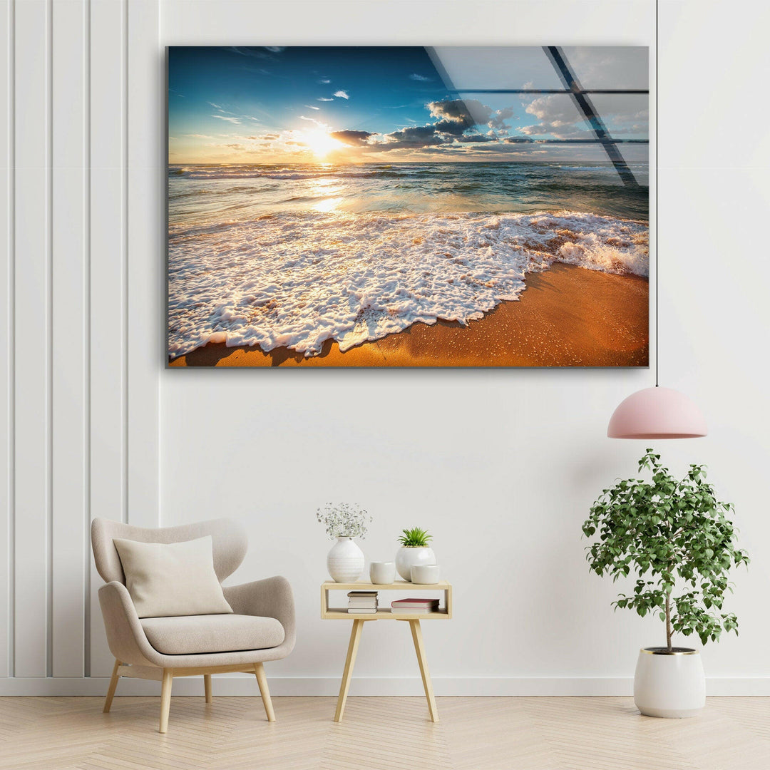 Cloudscape Over The Sea Glass Wall Art