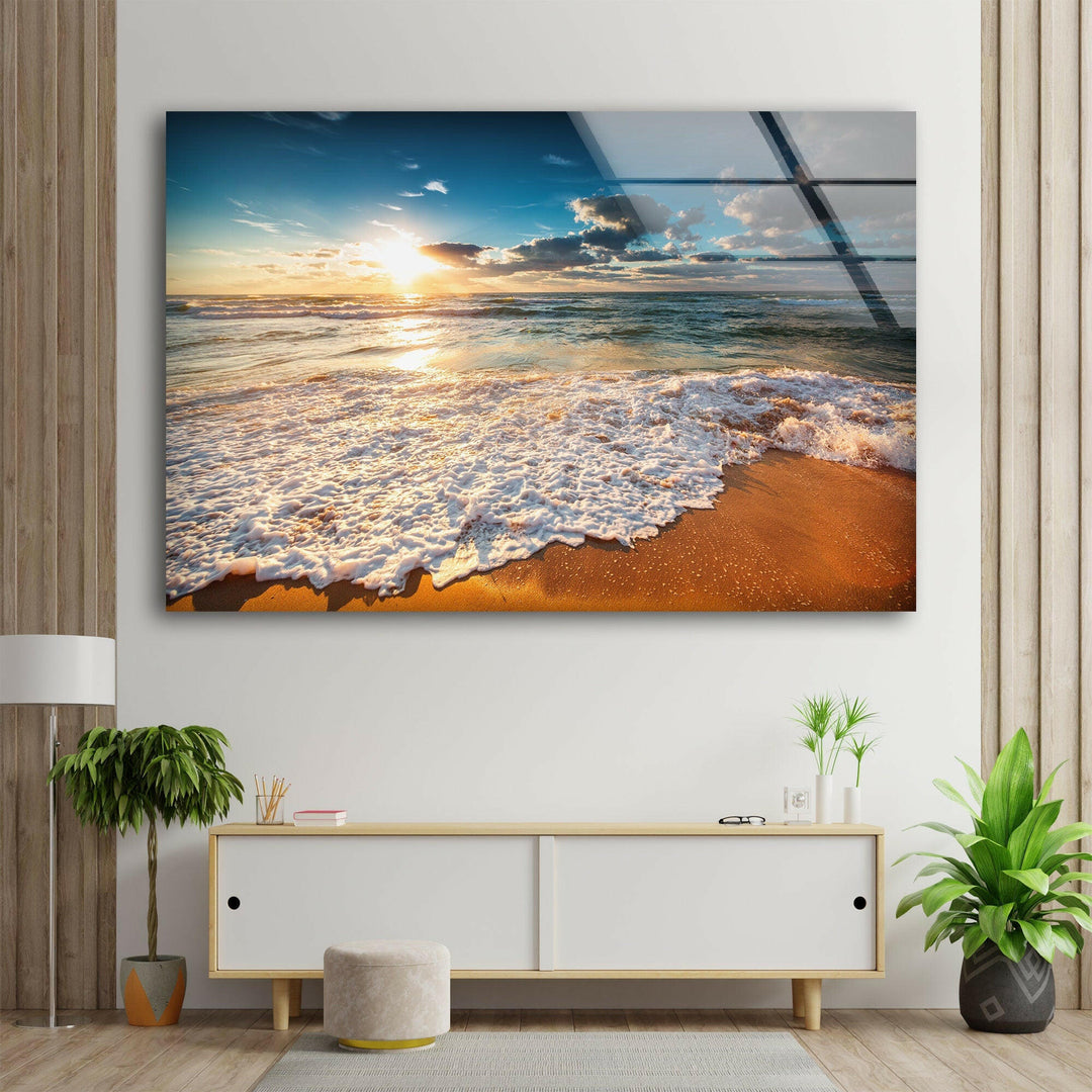 Cloudscape Over The Sea Glass Wall Art