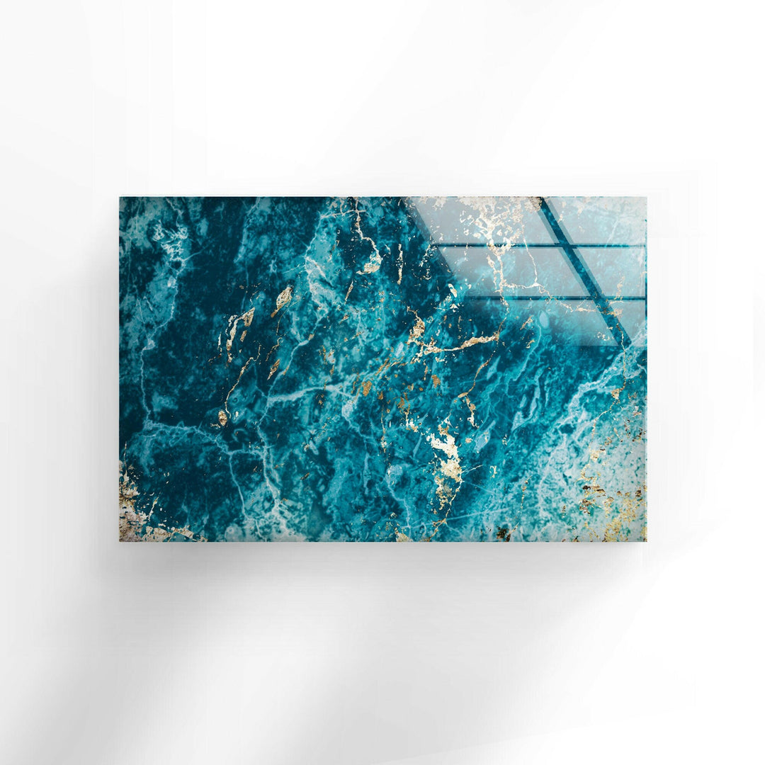 Blue Turquoise Marble Glass Printing Wall Arts