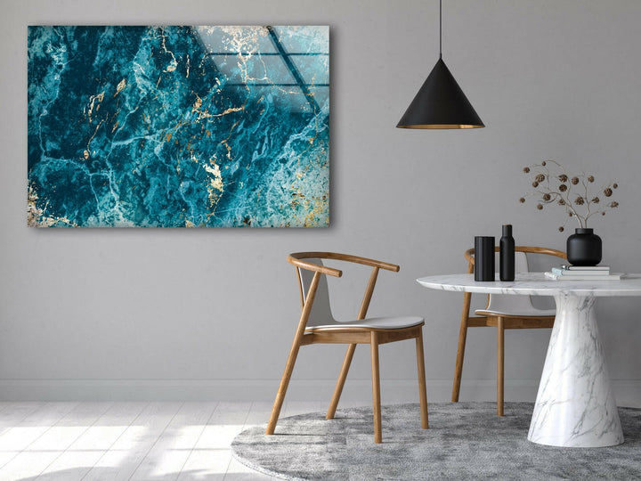 Blue Turquoise Marble Glass Wall Arts