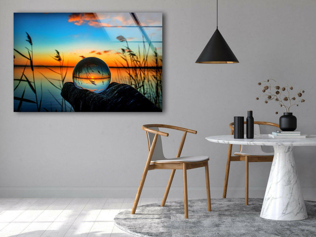 Sunset Ball Unsplash Glass Wall Art Glass Printing Wall Art, Print photos on glass