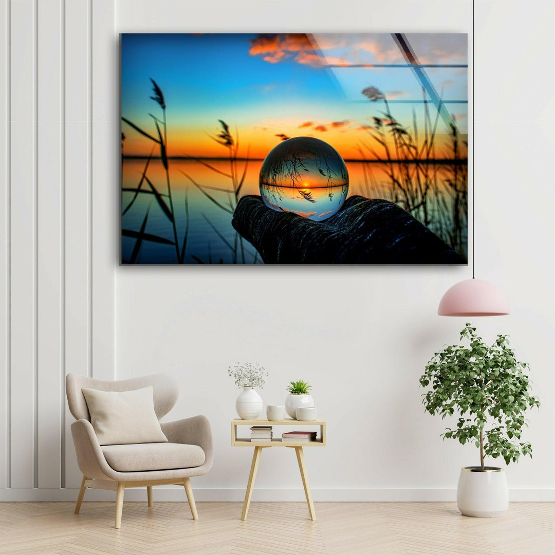 Sunset Ball Unsplash Glass Wall Art print on glass, glass printed photos