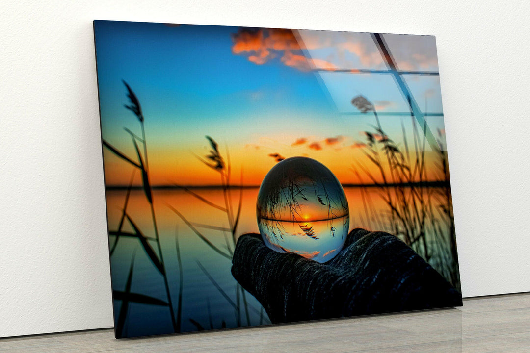 Sunset Ball Unsplash Glass Wall Art             glass wall decor, glass wall art decor