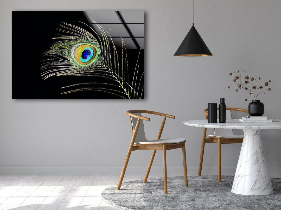 Peacock Feather Tempered Glass Wall Art - MyPhotoStation