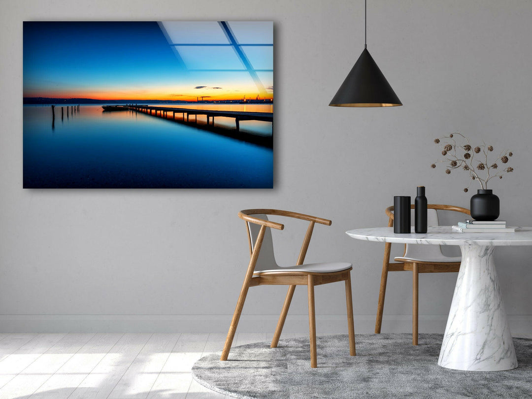 Tropic Lake Sunset Glass Wall Art print picture on glass, Tempered Glass Wall Art