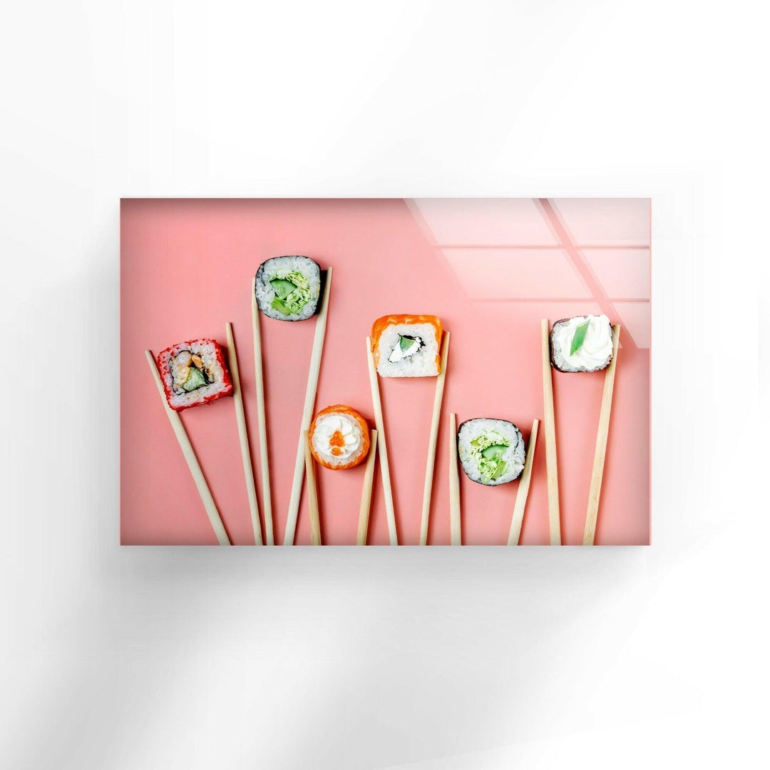 Japanese Sushi Glass Wall Art, Glass Printing Wall Art, Print photos on glass