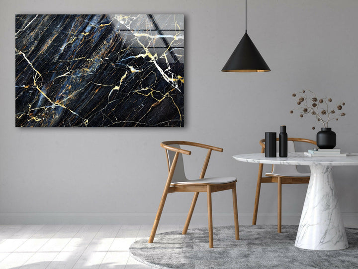 Black Marble Patterned Glass Wall Art large glass photo prints, glass wall photos