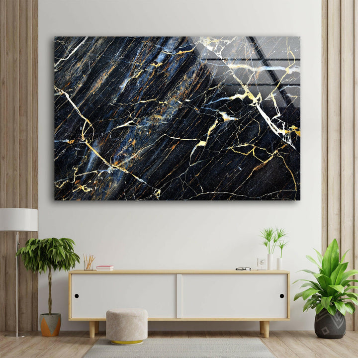 Black Marble Patterned Glass Wall Art photo print on glass, prints on glass wall art