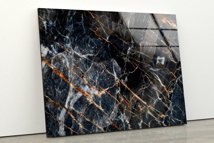 Black Abstract Marble Glass Wall Art glass art painting, glass art for the Wall