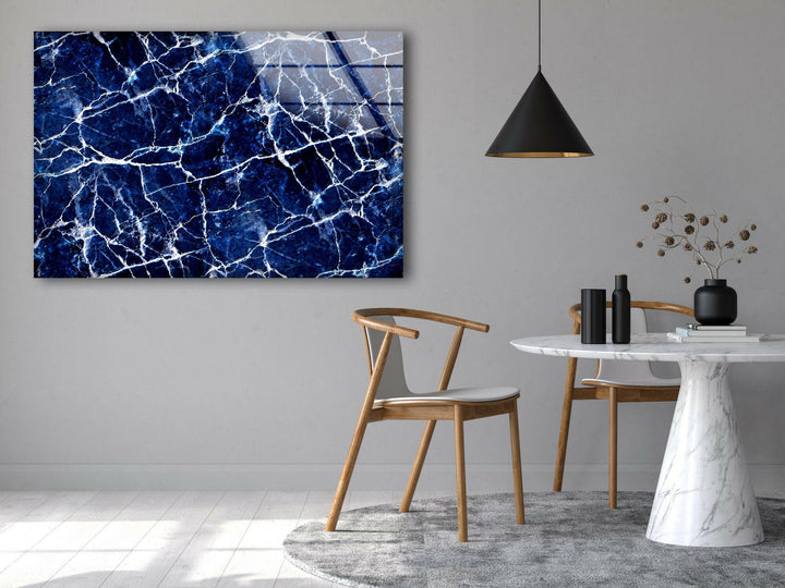 Dark Blue Alcohol ink Glass Wall Art, photo print on glass, prints on glass wall art