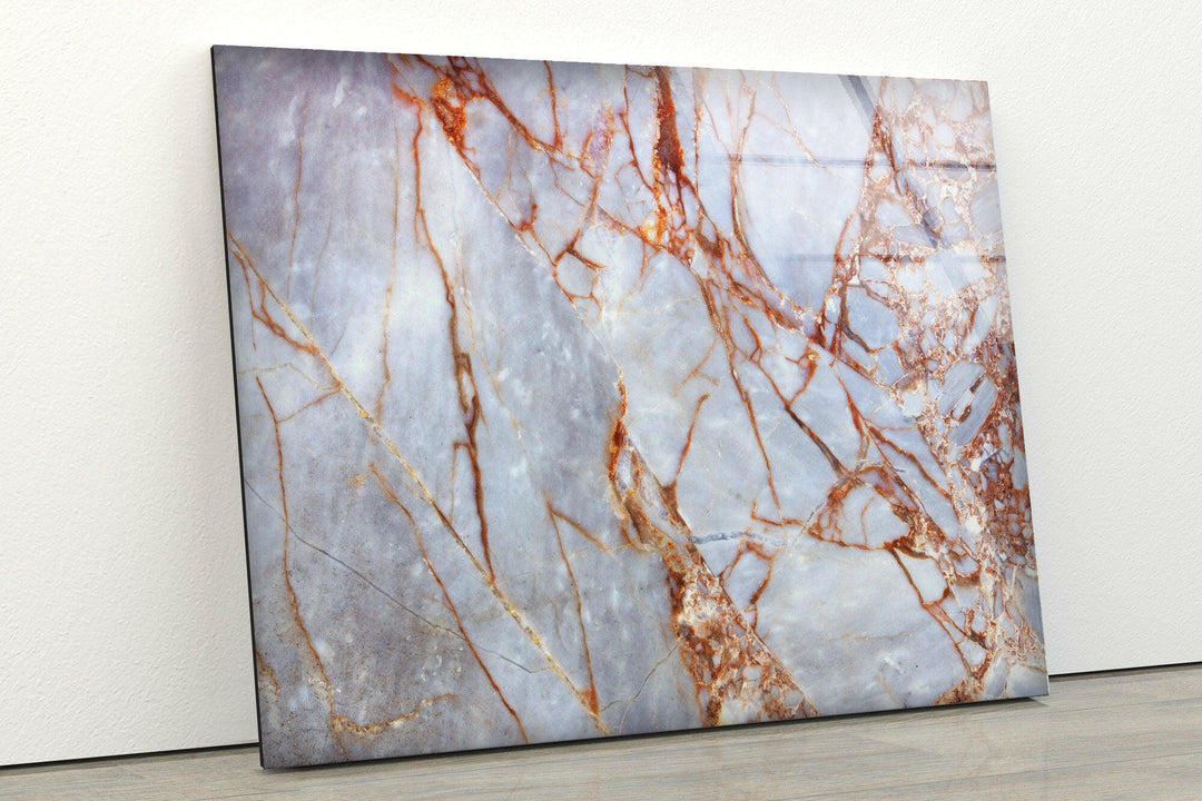 white marble with Rose Gold Abstract Tempered Glass Wall Art