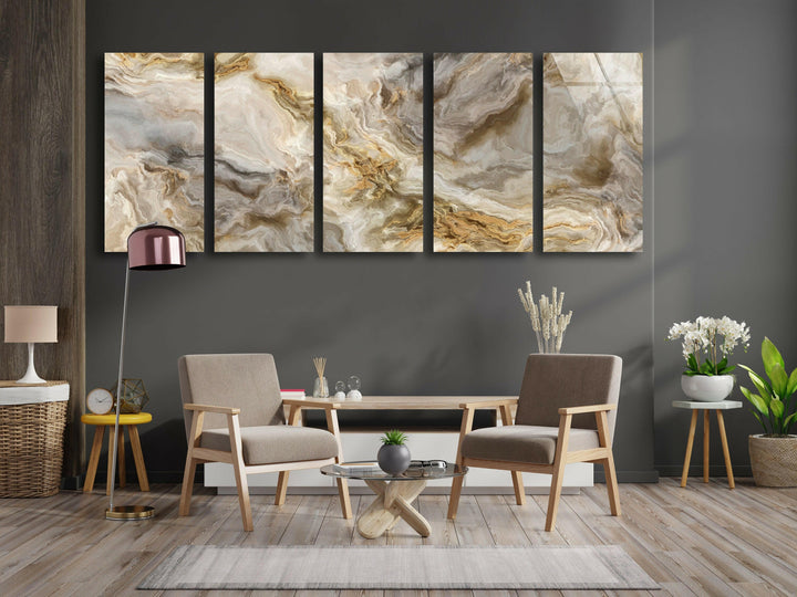 White Marble Gray & Gold Veins Glass Wall Art, large glass photo prints, glass wall photos