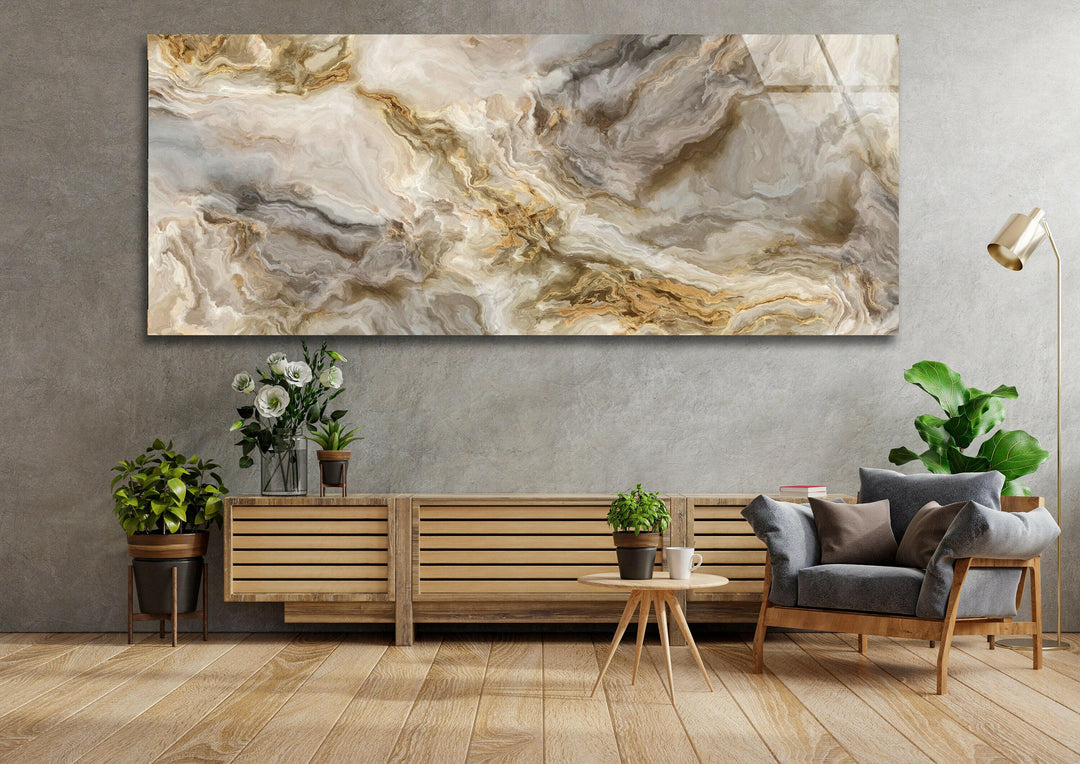 White Marble Gray & Gold Veins Glass Wall Art, photo print on glass, prints on glass wall art