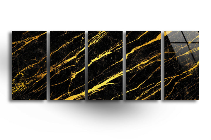 Black Marble With Gold Veins Glass Wall Art, glass image printing, glass prints from photos