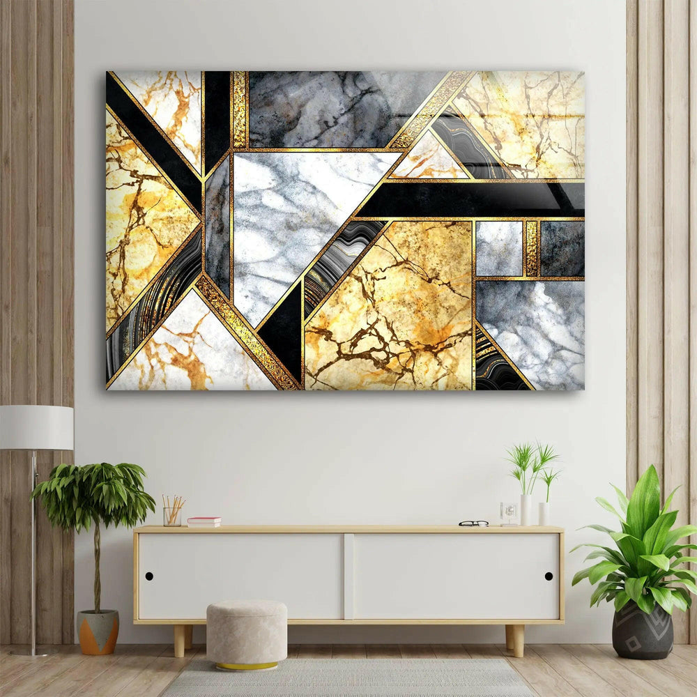 Gold Granite Marble Glass Printing Wall Arts