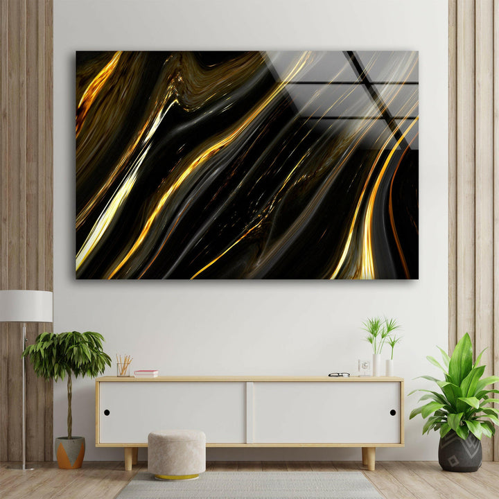 Black Gold Marble Glass Wall Art stained glass wall art, stained glass wall decor